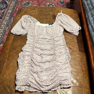 Lulus purple floral rouched dress